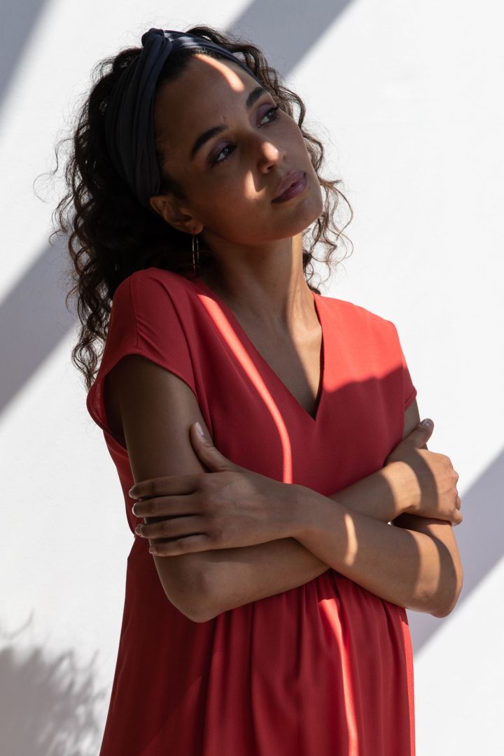 Umstandskleid mit Volantsaum rot