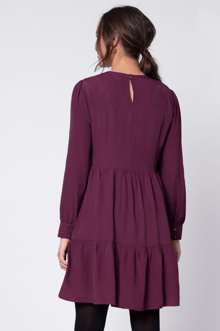 Flounce Maternity and Nursing Dress with Embroidery