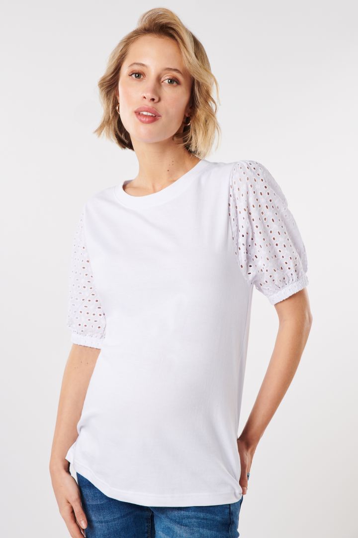 Organic Umstandsshirt mit Puffärmeln