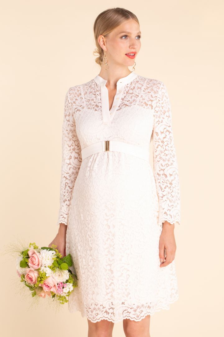 Spitzen Umstandskleid mit Stehkragen und Rückenausschnitt