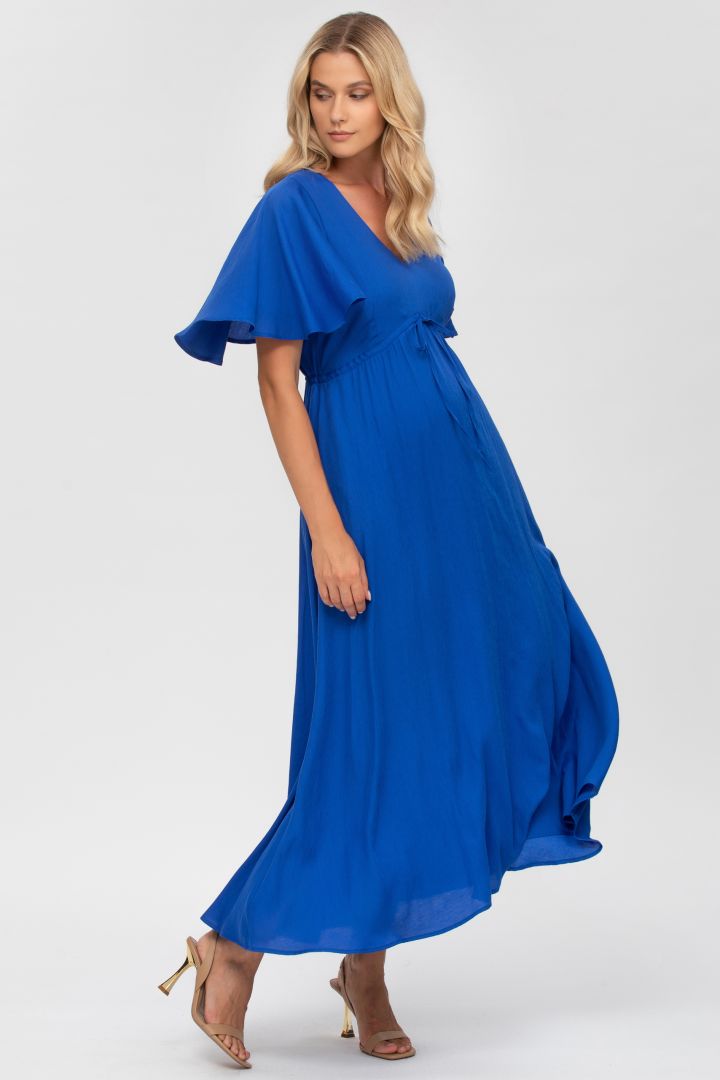 Festliches Umstandskleid mit Flügelärmeln königsblau