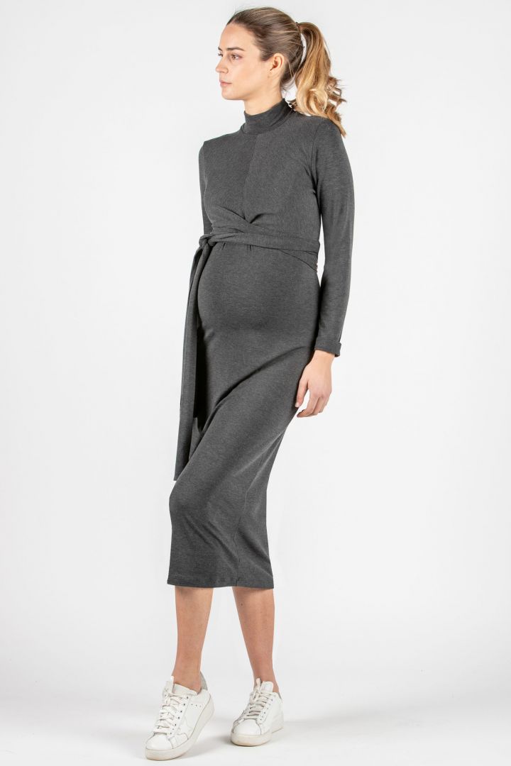 Midi Umstands- und Stillkleid in Wickel-Optik