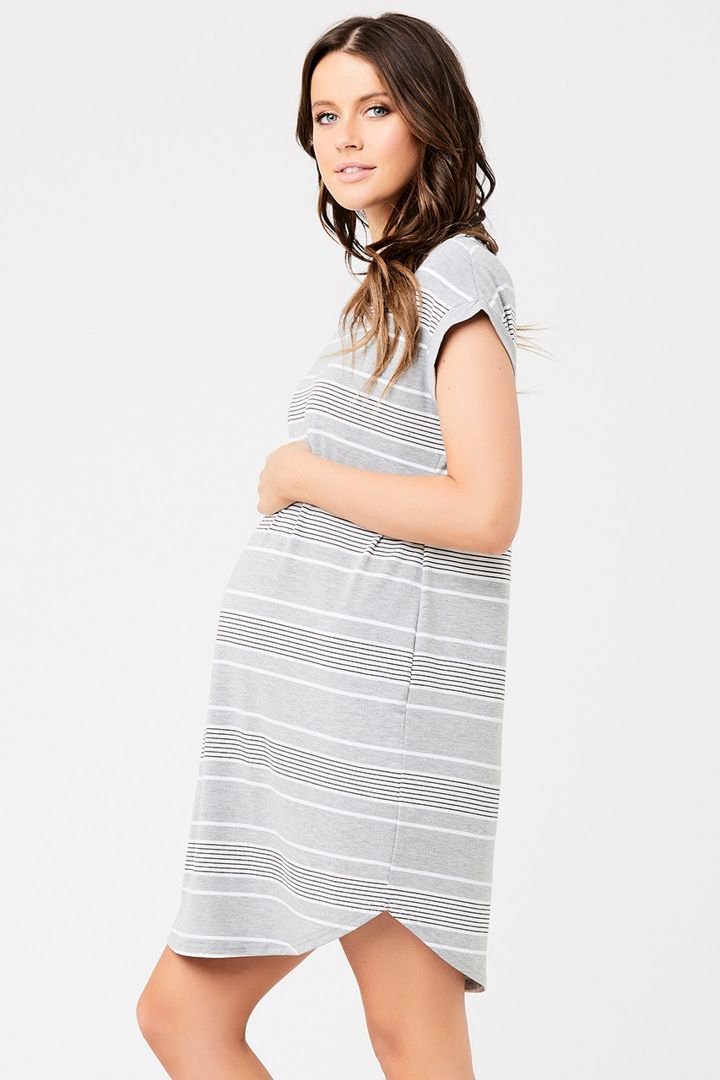 Two-layer maternity and nightshirt with striped print