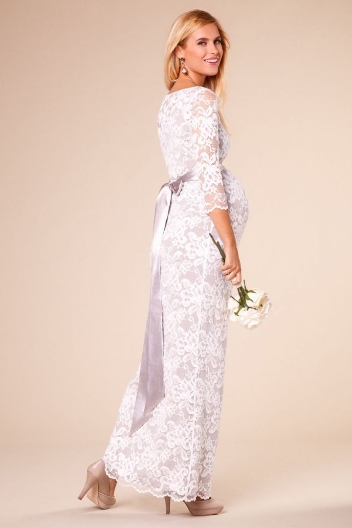 Umstandsbrautkleid aus Spitze lang