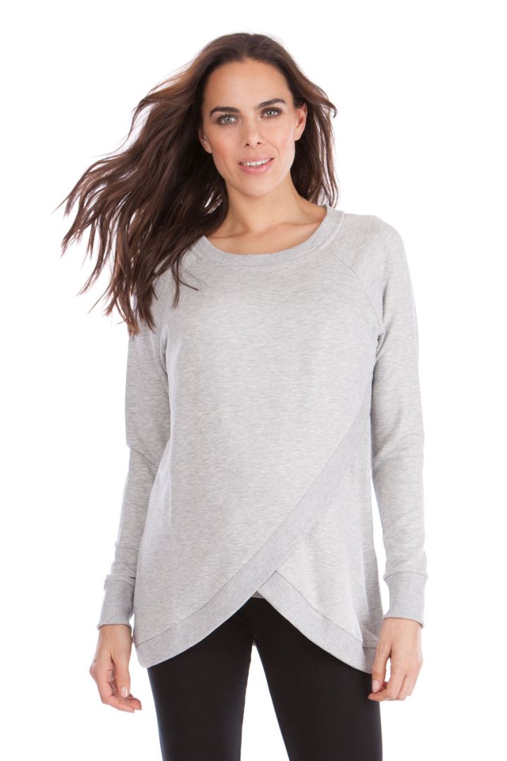 Crossover Nursing Sweater Grey Marl