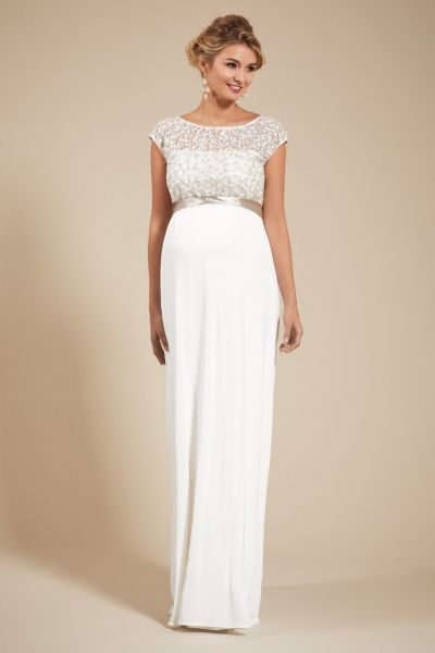 Umstandsbrautkleid mit Paillettenoberteil lang