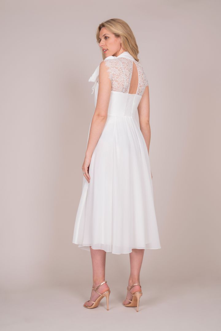 Midi Umstandsbrautkleid mit Stillöffnung und Rückenausschnitt