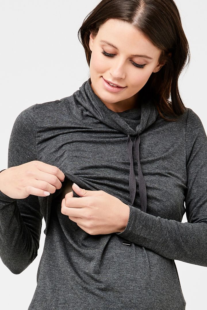 Maternity and Nursing Hoodie with Zip Fastenings grey