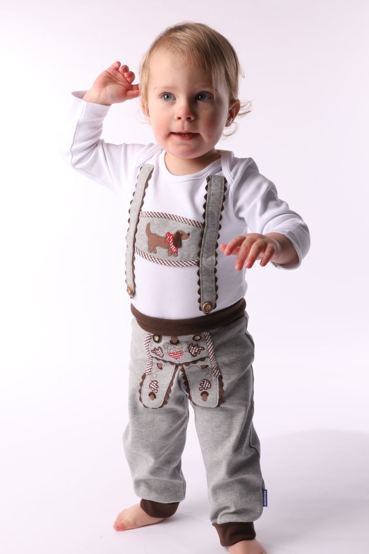 Trachtenhose in Lederhosenoptik und Eichblattstickerei