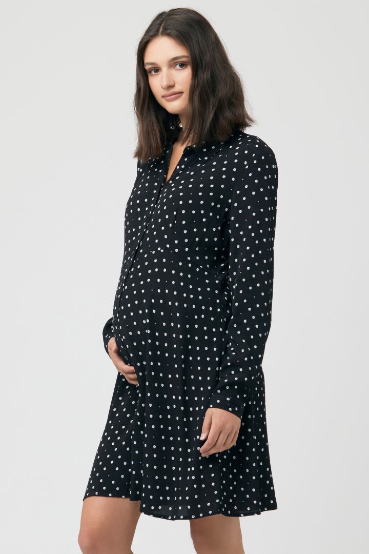Maternity and nursing shirt blouse dress with dots print