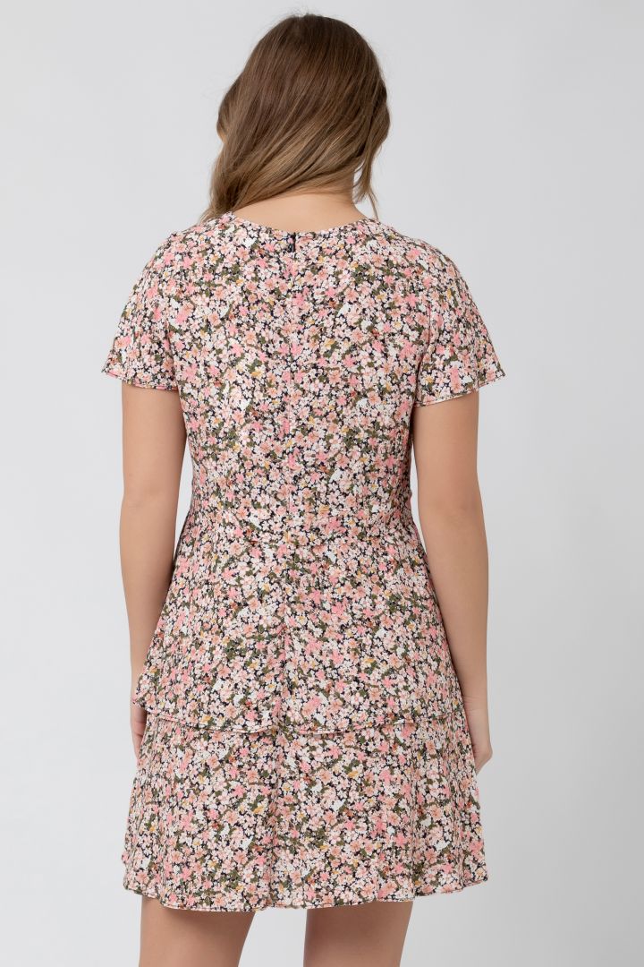 Layered Umstands- und Stillkleid mit Blumen Print