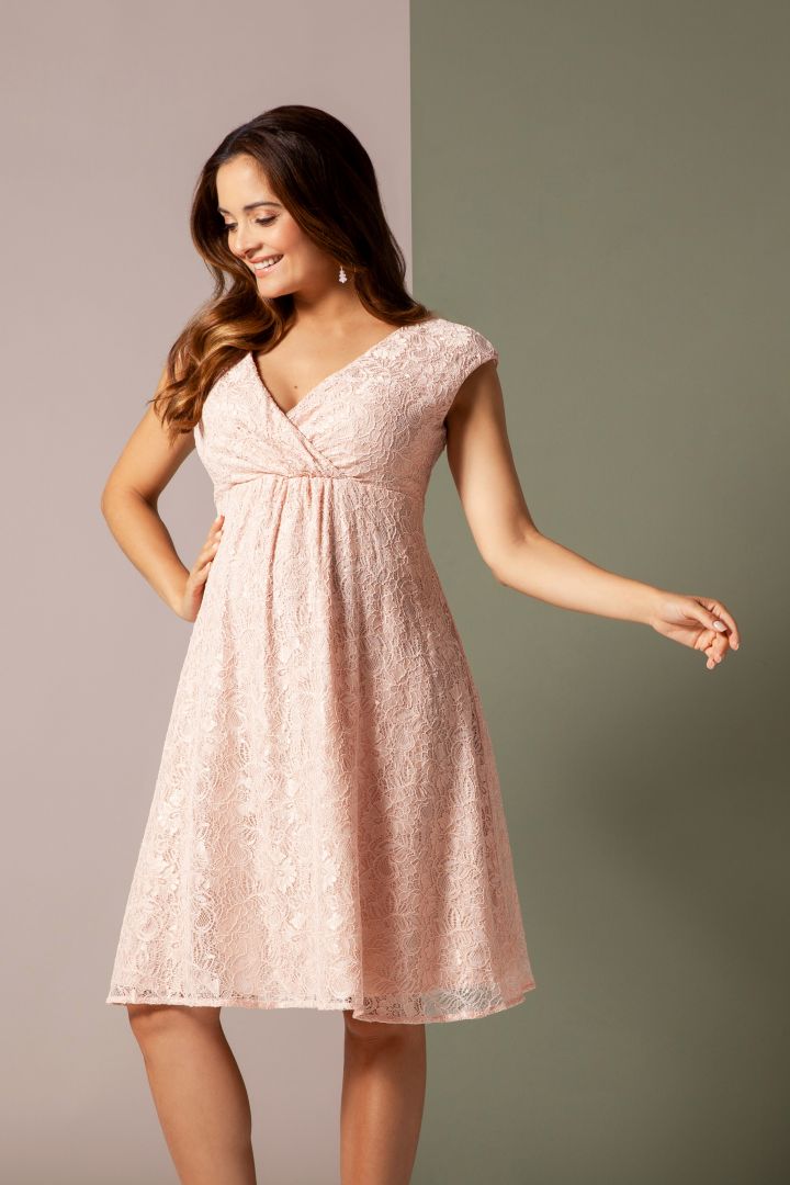 Spitzen Umstandskleid mit Cache Coeur Ausschnitt rosa