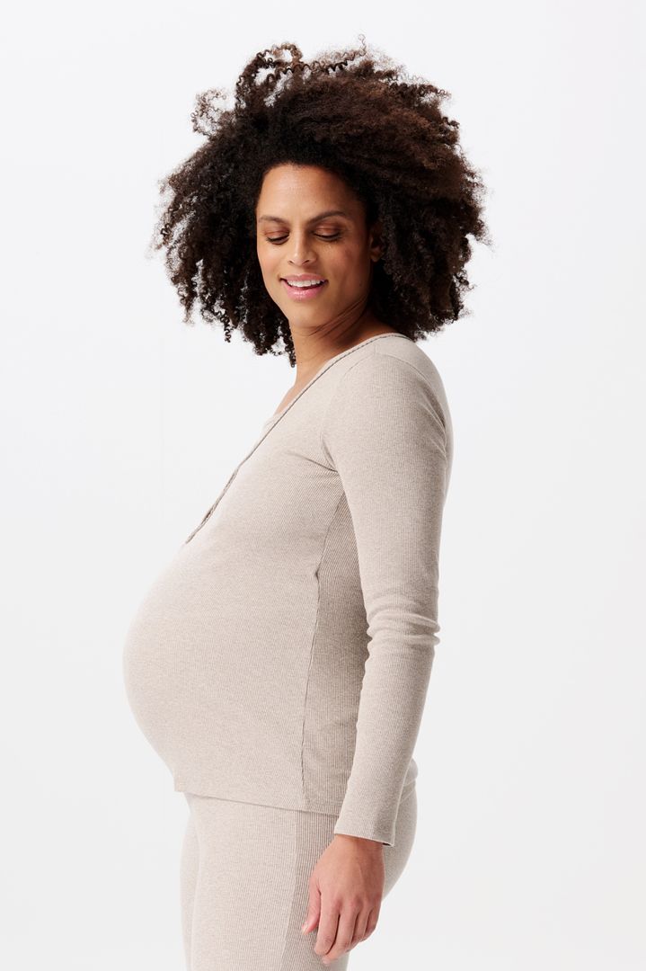 Organic Ripp Umstands- und Stillshirt langarm sand