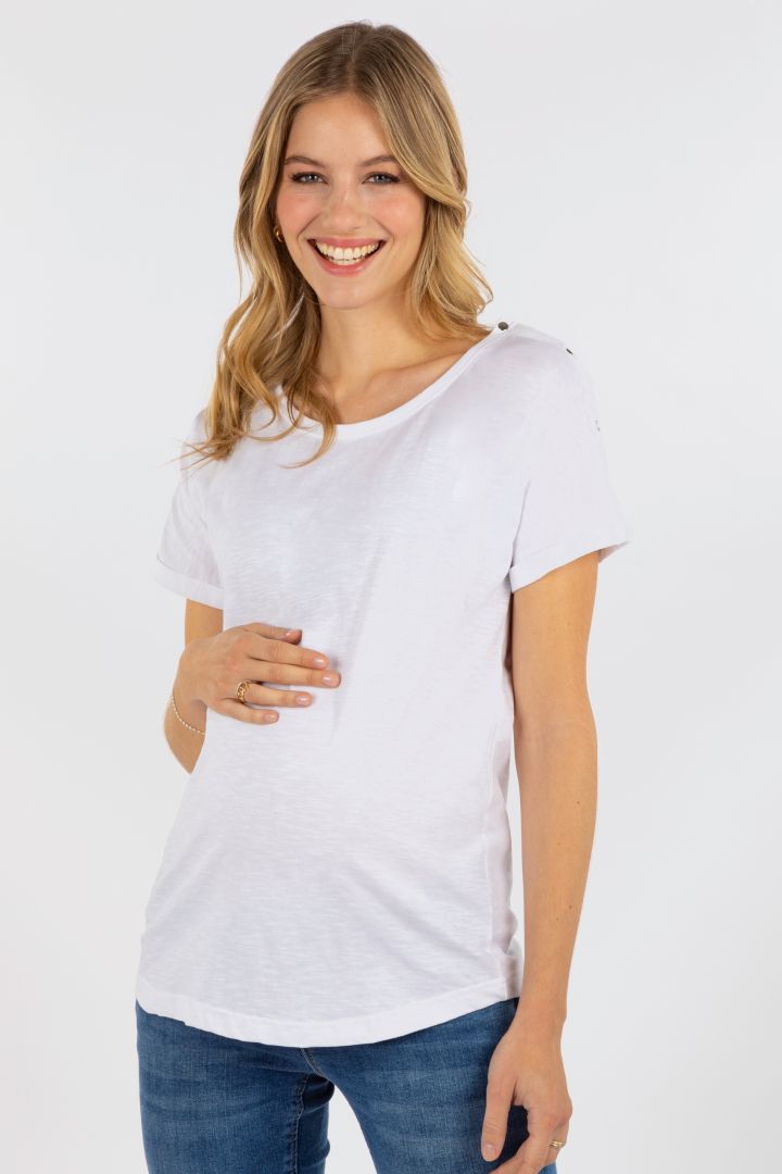 Organic Relaxed Umstandsshirt mit Stillöffnung weiß
