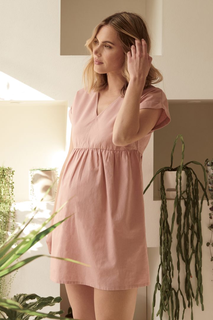 Linen Maternity Dress with Pockets