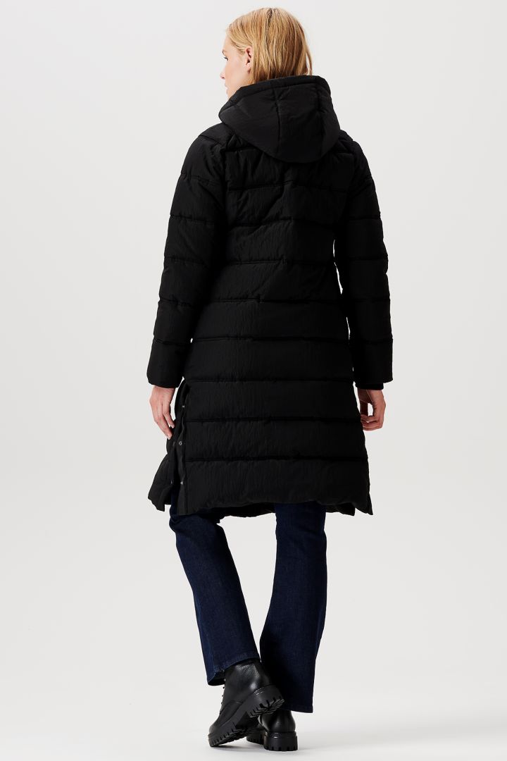 Wattierter Mantel mit Schwangerschaftseinsatz schwarz