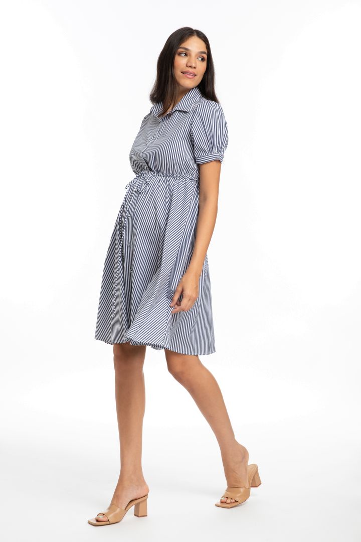 Umstands- und Still-Hemdblusenkleid mit Puffärmeln