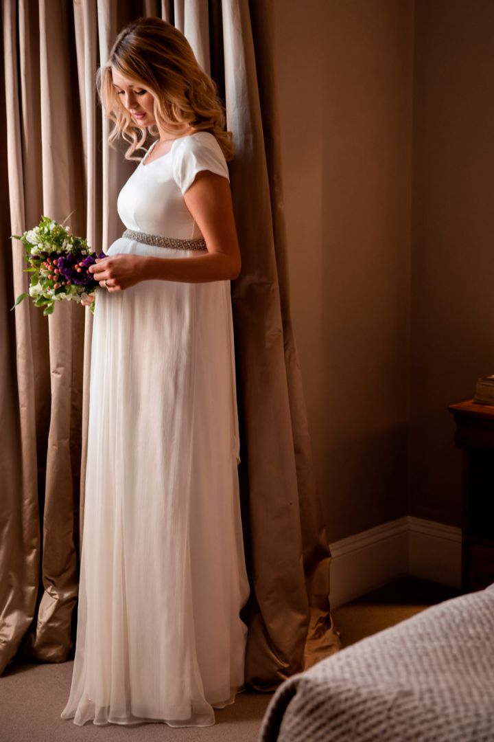 Maternity Wedding Dress in Silk Chiffon, Long