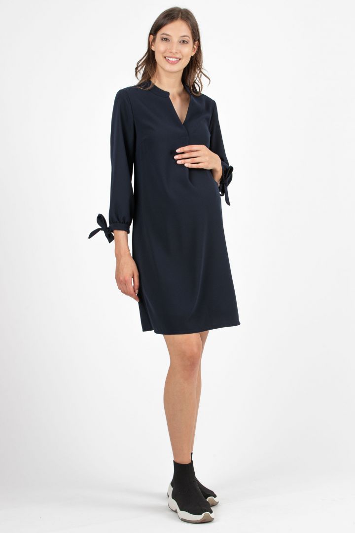 Trapez Umstandskleid mit 3/4 Ärmeln navy