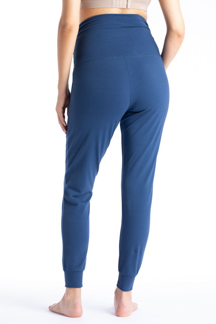 Organic Foldover Maternity Lounge and Pyjama Trousers blue