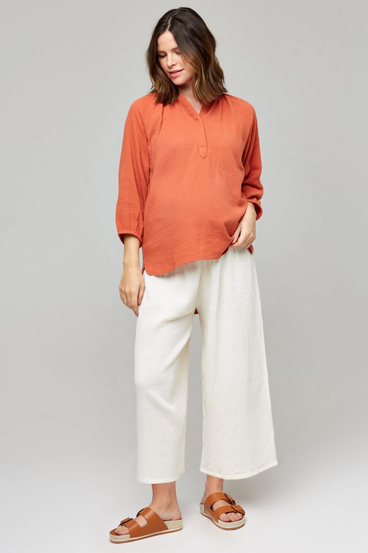 Organic muslin Maternity Culotte off-white