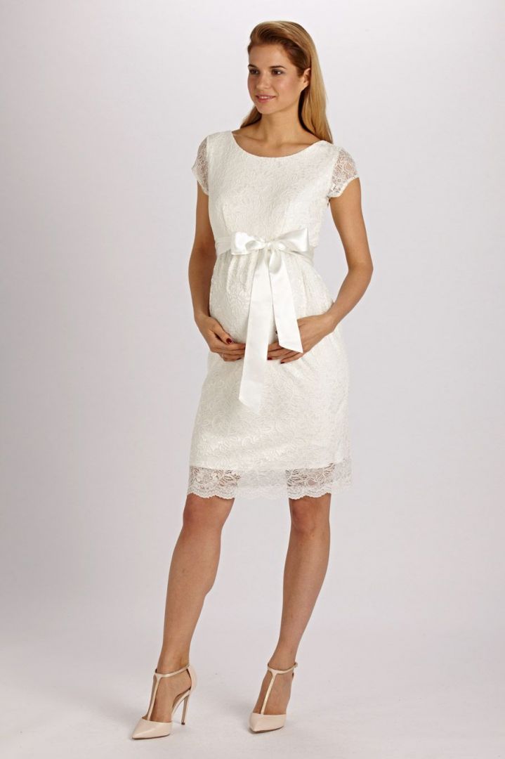 Etui Umstandsbrautkleid aus Spitze