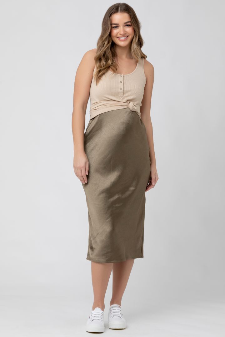 Satin Umstandsrock khaki