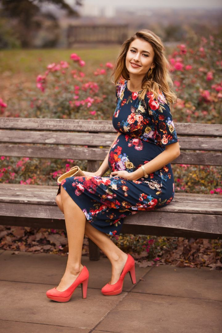 Midnight Garden maternity shift dress