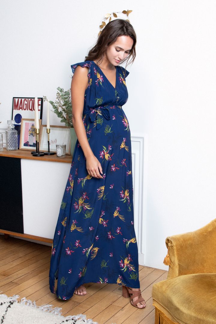 Maxi Umstands- und Stillkleid mit Blumenprint