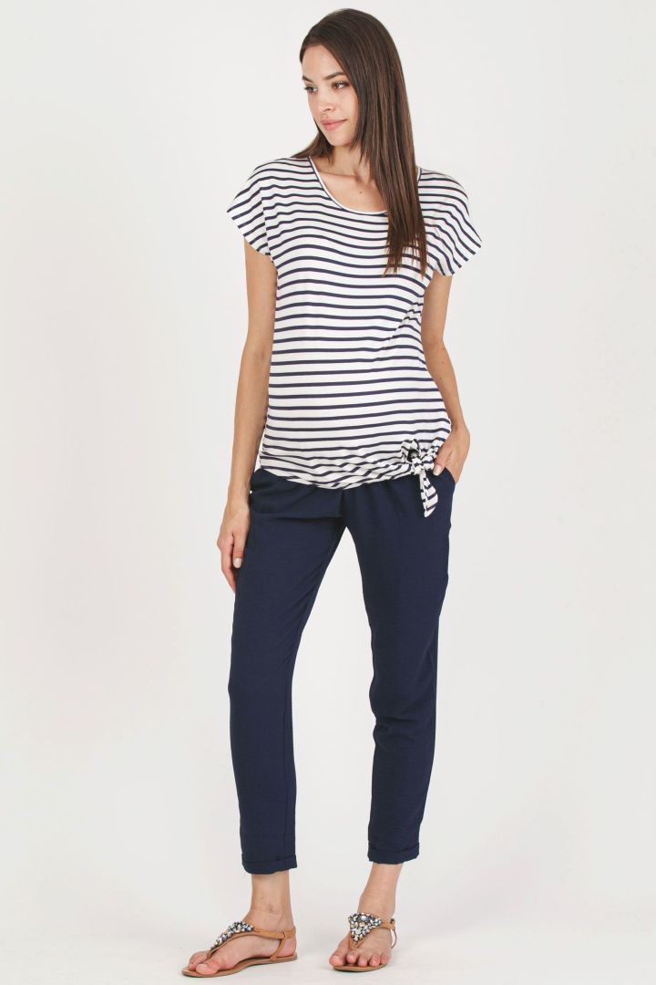 Umstandsshirt zum Knoten gestreift