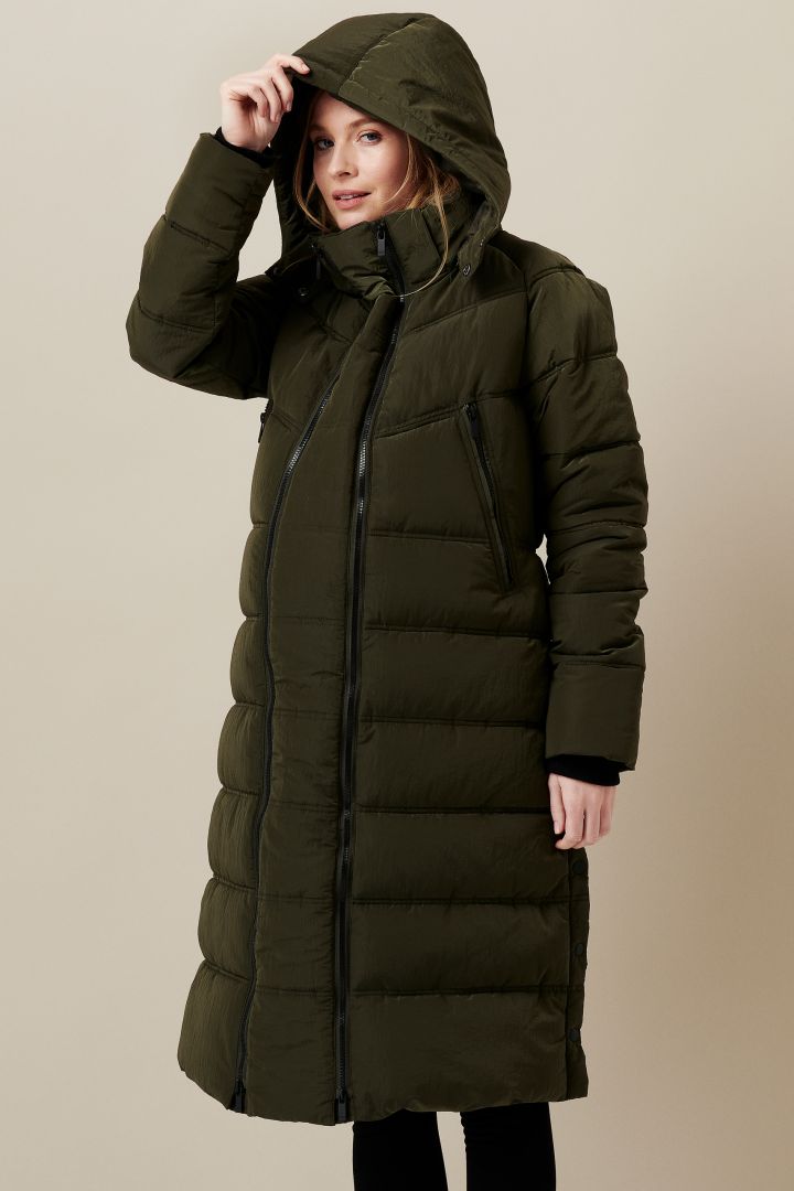 Wattierter Mantel mit Schwangerschaftseinsatz khaki