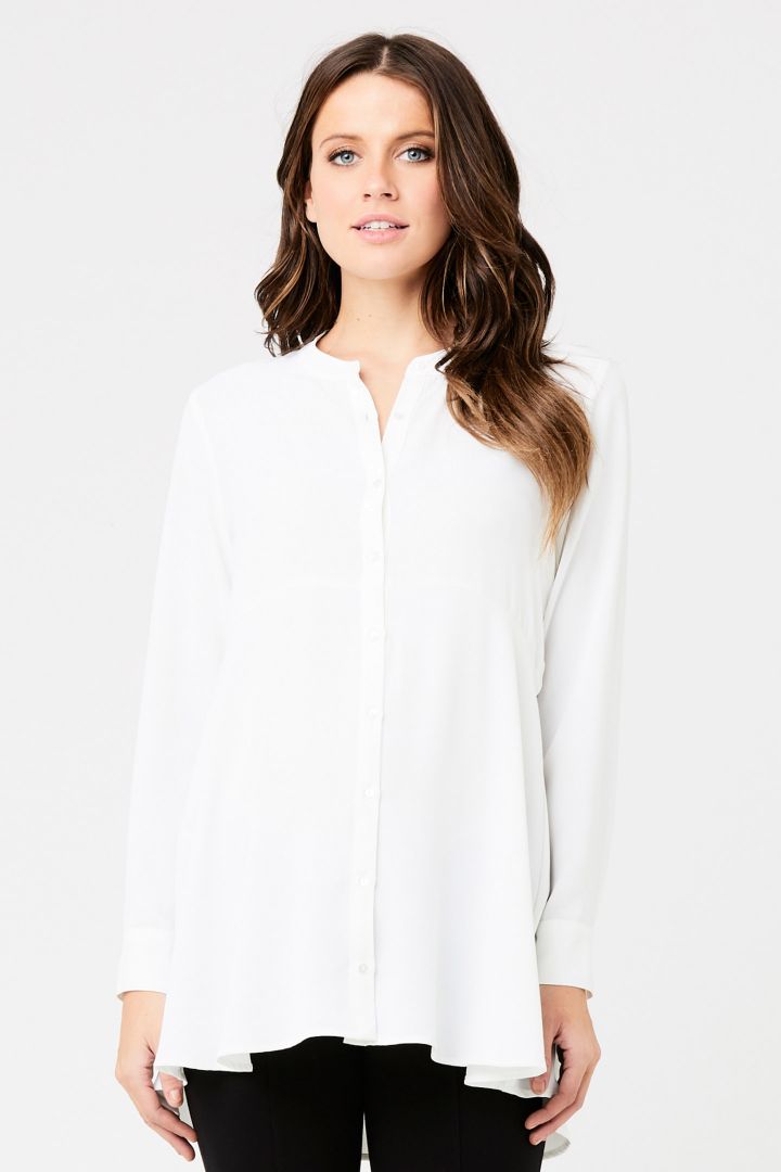 Peplum maternity and nursing blouse in white