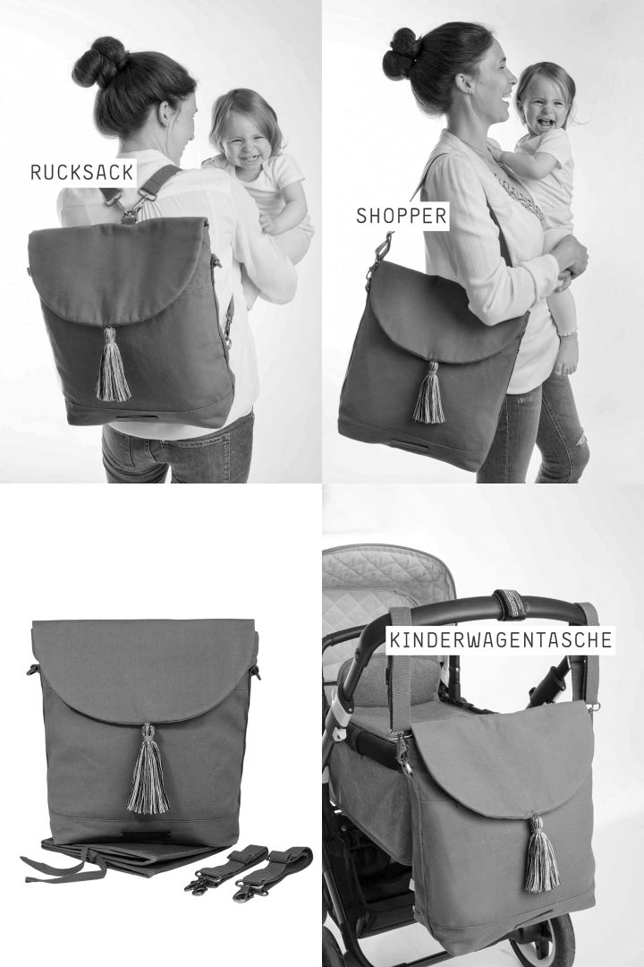 2 in 1 Wickeltasche und Rucksack Extra Romance