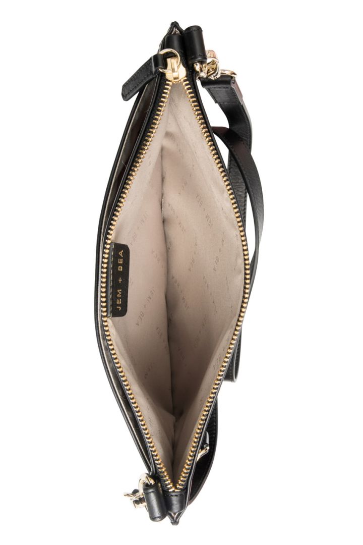 Crossbody diaper bag with a crocodile look made of leather, black