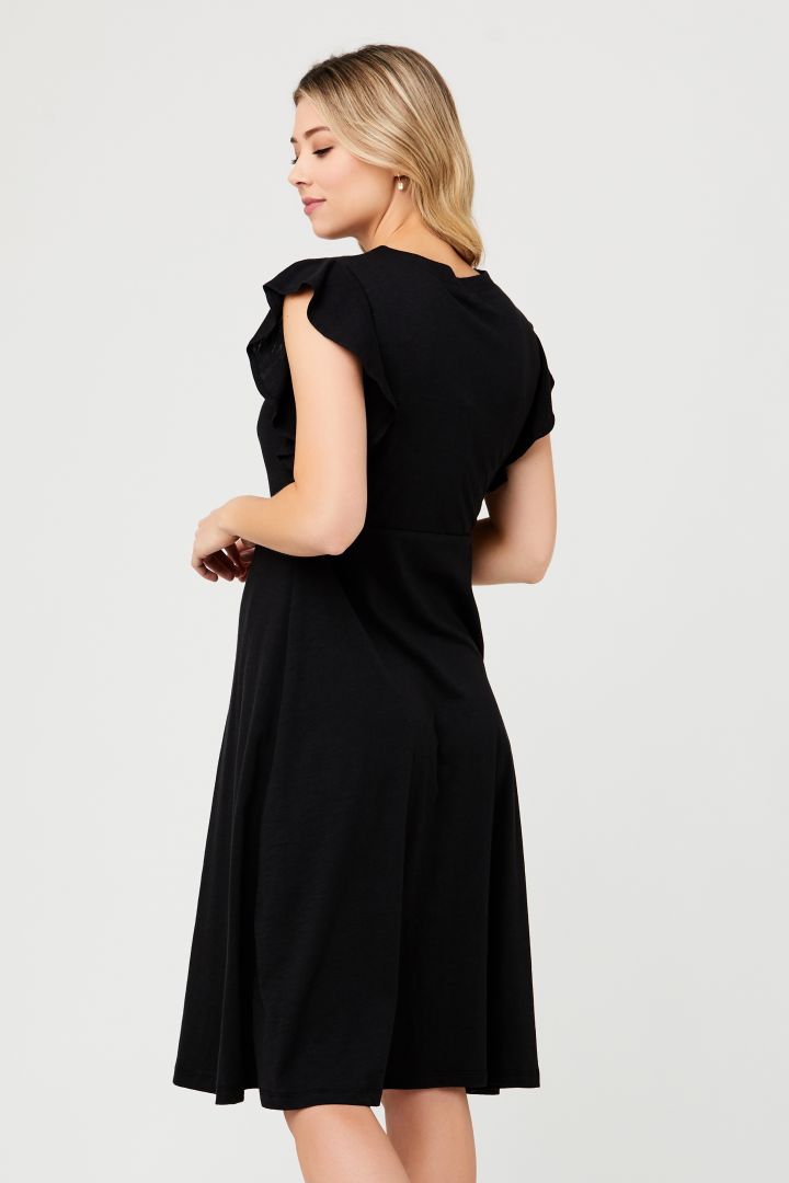 Midi Maternity Dress with Button Placket