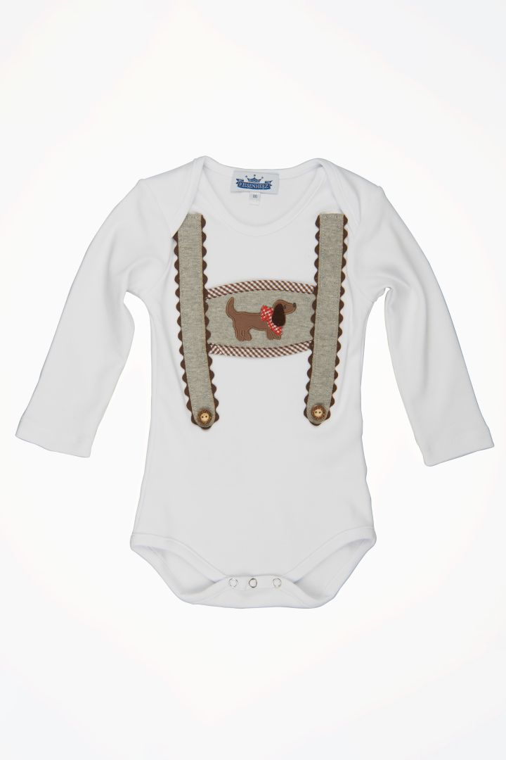Trachten Body mit Hosenträgeroptik Dackel
