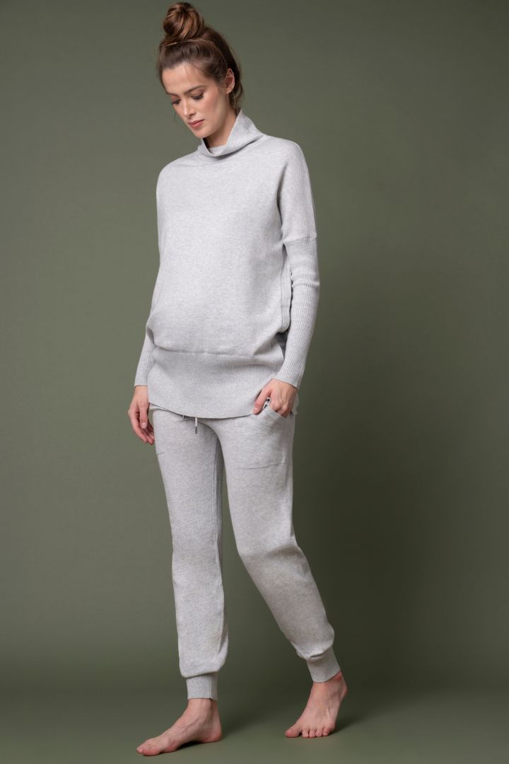 Maternity Knitted Trousers with Elastic Waist grey