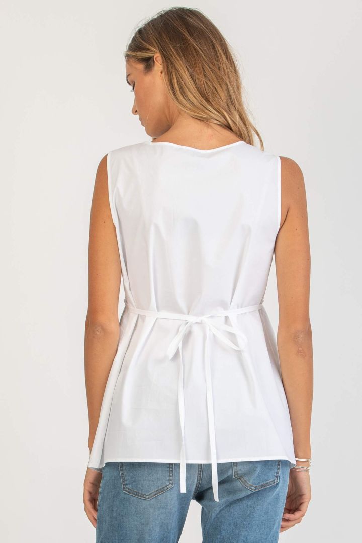 Umstands- und Stillbluse mit Bindegürtel weiß