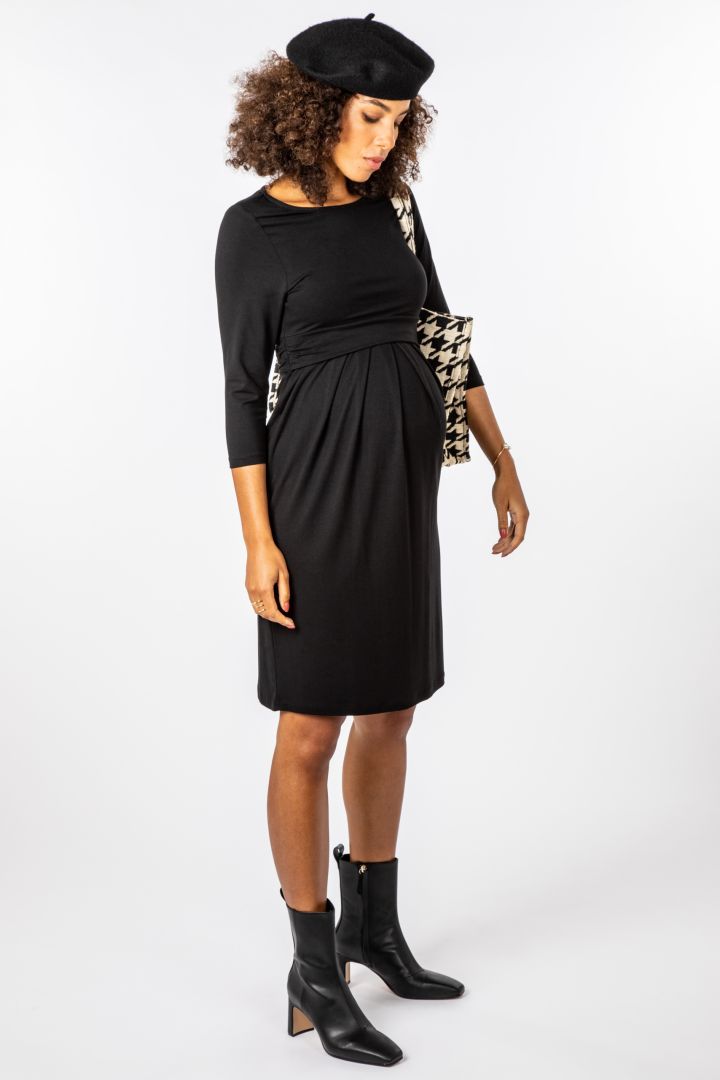 Ecovero Rundhals Umstands- und Stillkleid schwarz