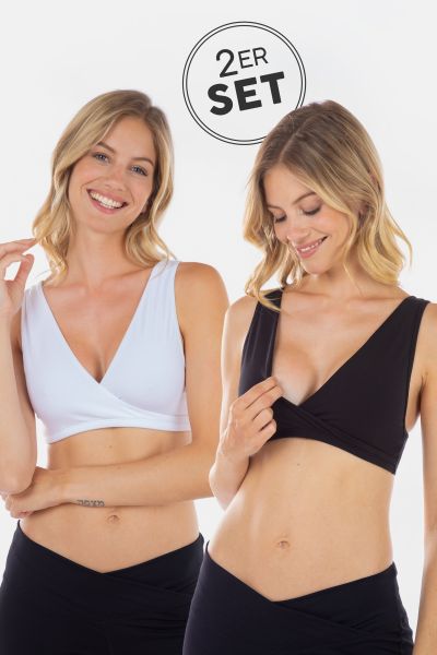 2er Set Schlaf Still BHs schwarz und weiß