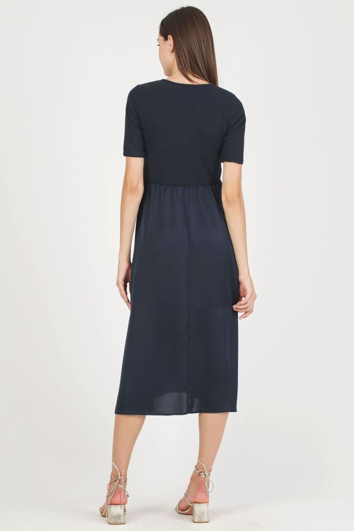 Maternity Dress with Rib Details blue