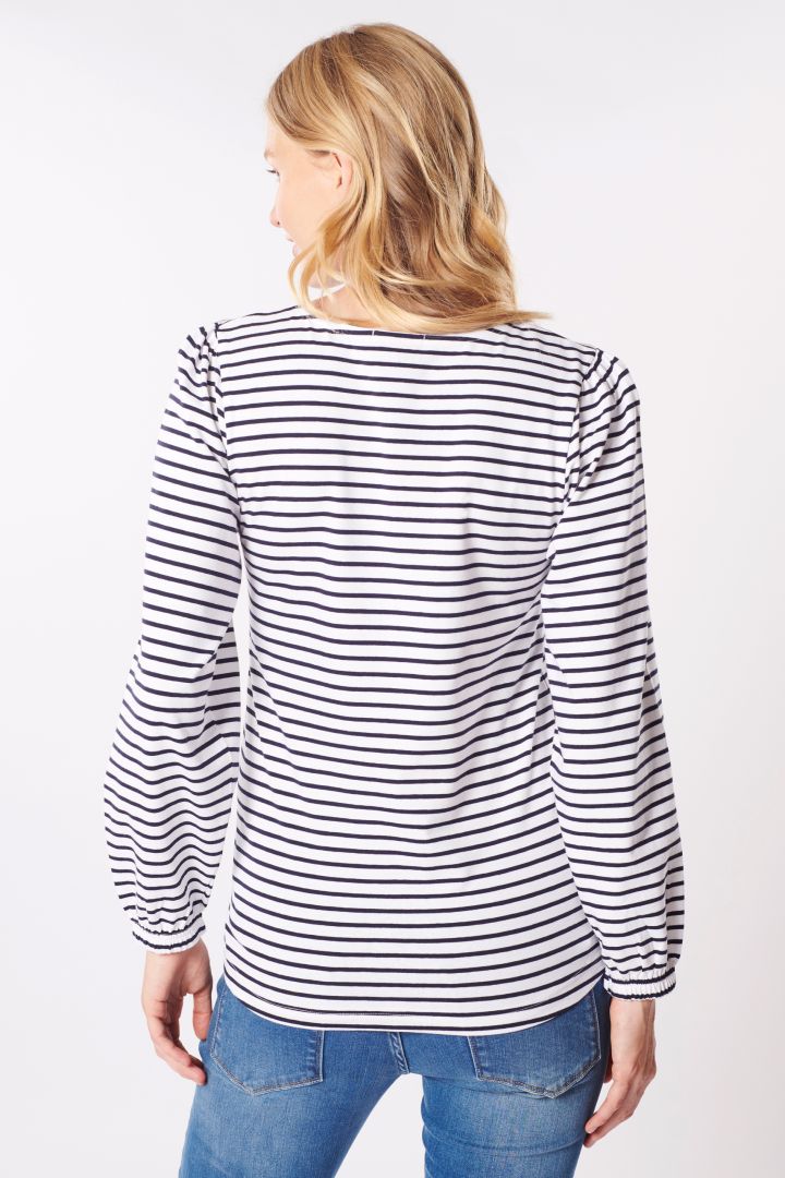 Organic Maternity Shirt with Puff Sleeves striped