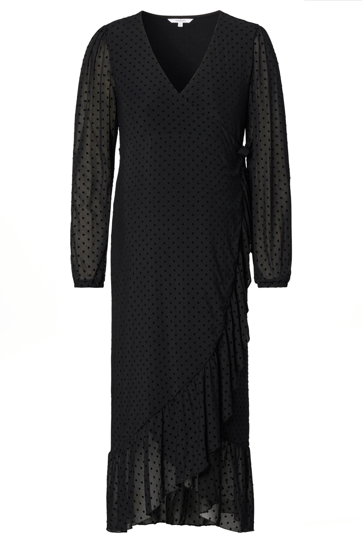Midi Umstands-und Stillkleid in Wickeloptik schwarz