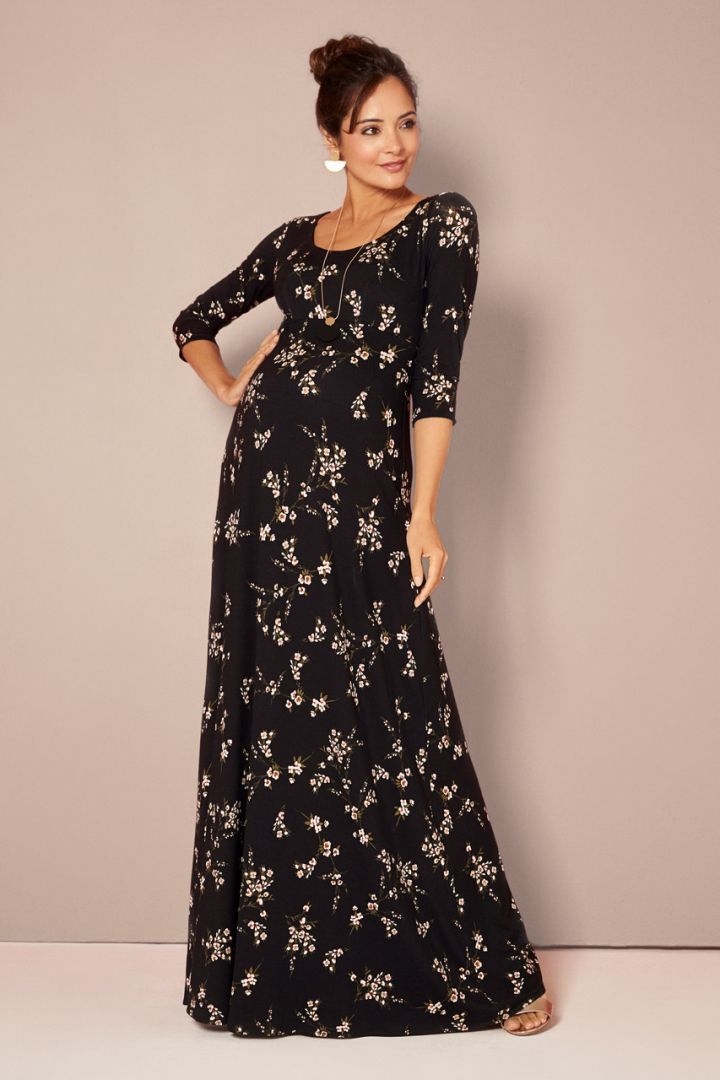 Night Blossom Print Maxi Maternity Dress