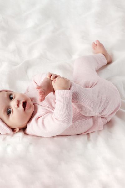 Organic Rippstrick Babyhose rosa