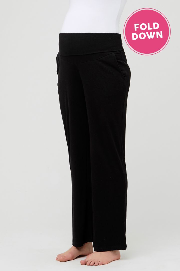 Ripp Lounge und Pyjama Umstandshose schwarz