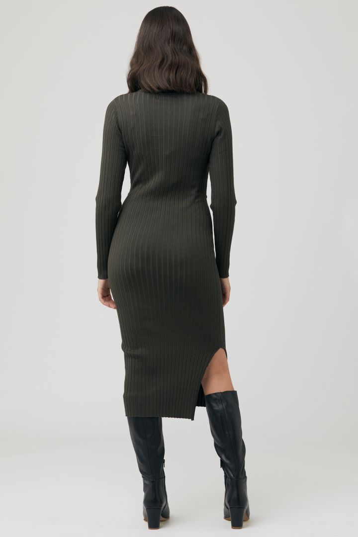Ribbed knit maternity and nursing dress