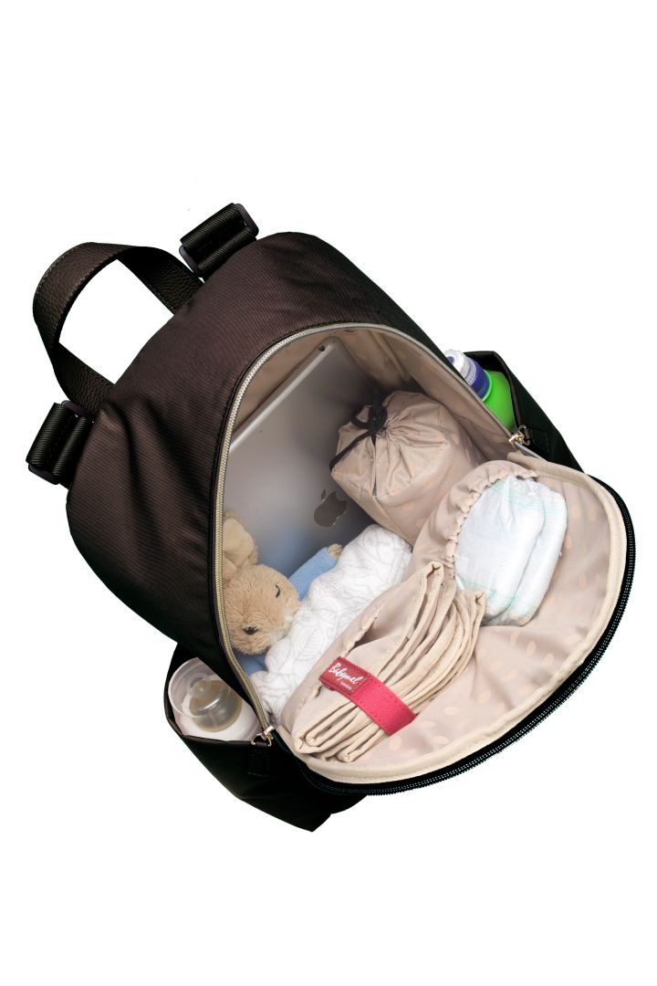 Babymel Wickelrucksack mit Kunstledereinsatz schwarz