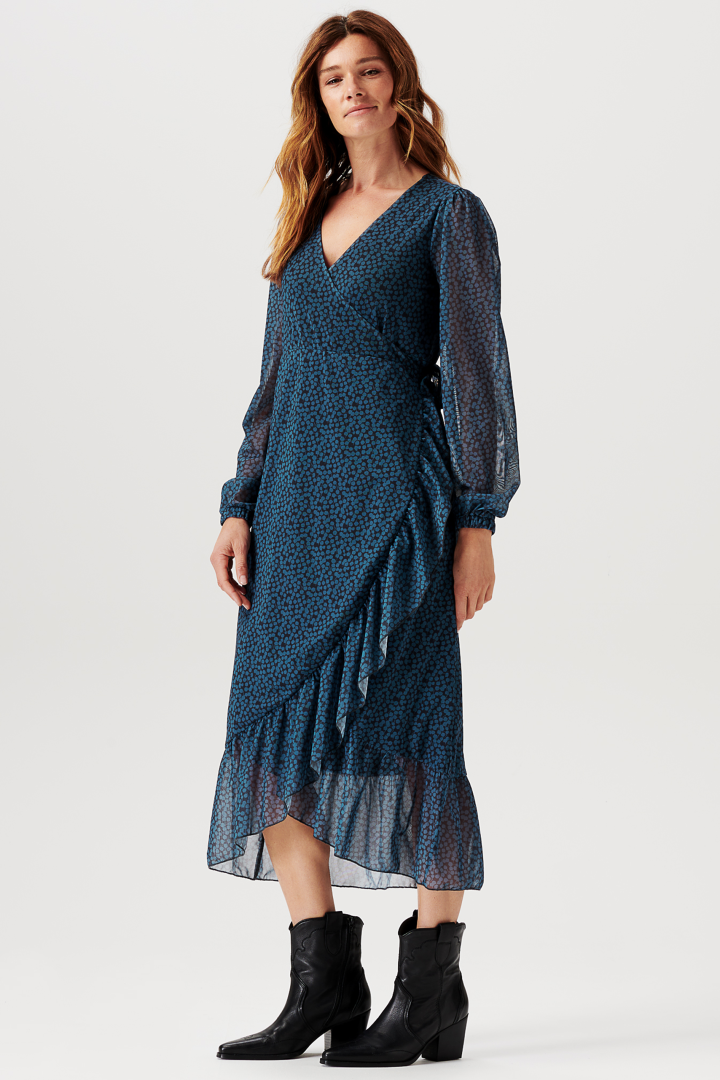 Midi Umstands- und Stillkleid in Wickeloptik petrol