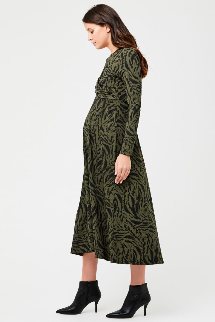 Maternity and Nursing Dress with Animal Print